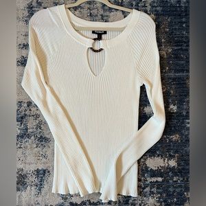 Express sweater, super cute detailed neck, cream color size large. NWOT